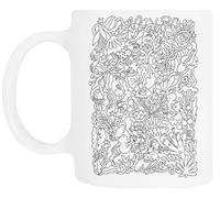 TAMBOOTEE Guardianes Del Bosque Mágicos De Garabatos Taza De Cerámica Blanca Para Beber Ceramic Mug Drinking Cup