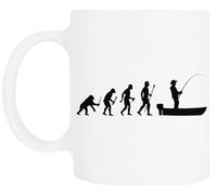 TAMBOOTEE La Evolución Del Hombre Y La Pesca En Barco Taza De Cerámica Blanca Para Beber Ceramic Mug Drinking Cup