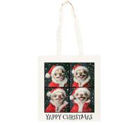 TAMBOOTEE Lindo Chihuahua Papá Noel Bolso Shopper Unisex Totebag De Algodón Beige Totebag Cotton