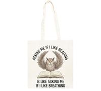 TAMBOOTEE Lindo Libro De Lectura Para Introvertidos Con Forma De Búho Bolso Shopper Unisex Totebag De Algodón Beige Totebag Cotton