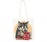 TAMBOOTEE Lobo Navideño Bolso Shopper Unisex Totebag De Algodón Beige Totebag Cotton