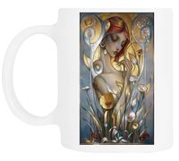 TAMBOOTEE Mujer Entre Flores Doradas Taza De Cerámica Blanca Para Beber Ceramic Mug Drinking Cup