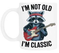 TAMBOOTEE No Soy Viejo Soy Mapache Guitarra Taza De Cerámica Blanca Para Beber Ceramic Mug Drinking Cup