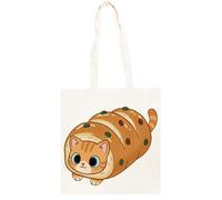 TAMBOOTEE Pan De Jam Roll Cat Bolso Shopper Unisex Totebag De Algodón Beige Totebag Cotton