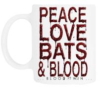 TAMBOOTEE Paz Sin Miedo Amor Murciélagos Sangre Taza De Cerámica Blanca Para Beber Ceramic Mug Drinking Cup
