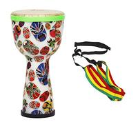 Tambor africano portátil de 8 pulgadas con patrón colorido ABS piel de cabra de cabeza de tambor, instrumento musical de percusión, tambores africanos para adultos y niños, tambores de djembe