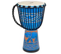 Tambor africano, tallado a mano Bongo Congo Djembe Tambor 9.5 pulgadas x 20 pulgadas Cabeza de cabra de caoba para niños principiantes (azul)