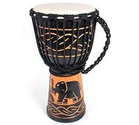 Tambor africano, tallado a mano Bongo Congo Djembe tambor de piel de cabra de caoba de 8 pulgadas para niños principiantes (negro)
