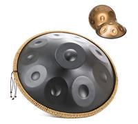 Tambor Armónico Profesional De 22 Pulgadas, Handpan Drum Para Adultos, Tambor De Acero Handpan With Handpan Drum Bag, 2 Test Mallets, Hand Drum Stand, Music Note Stickers(Black,10 Notes(432Hz))