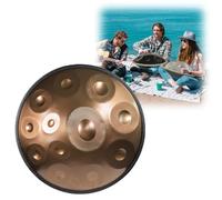 Tambor armónico profesional en re menor, 12 notas, 58cm, 440 Hz/432 Hz, with Handpan Drum Bag, 2 test Mallets, Hand Drum Stand,Music Note Stickers(Gold,440Hz)