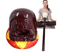 Tambor bloque templo madera - Mokugyo con mazo y estera - Accesorios meditación budista - Decoración Feng Shui escritorio madera budista