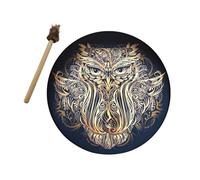 Tambor Chamán Búho - Tambor siberiano "Owl's Soul" Deep Bass Sonido divino, Música espiritual Shaman Drum Deep Bass Voz de Dios Regalo para los aman | Tambor lunar alquímico chamán con