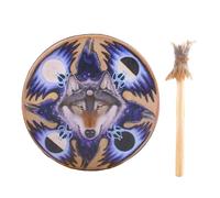 Tambor Chamán Con Cabeza De Lobo Para Adultos - Instrumento Sanador De Sonido De 9 Pulgadas Tambor Chamán Para Meditación, Música Espiritual Y Reflexión | Regalos Del Alma De Los Amantes De La Música