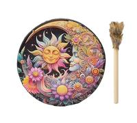 Tambor chamán de 25 cm, herramienta de curación de sonido siberiano, tambor espiritual, hecho a mano, tambor chamánico con baqueta, decoración del hogar, sanador de sonido, tambor chamán para