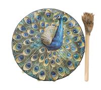 Tambor chamán hecho a mano, tambor de mano chamán,Tambor chamán instrumentos nativos hechos a mano - Patrón de pájaro tambor siberiano, instrumento espiritual de 9,8 pulgadas para música espiritual, m
