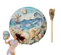 Tambor chamán | Sea Wave Shell Music Drum, Drum Musical Instrument for Meditation, Instrumento de percusión con Drumstick para amantes de la música