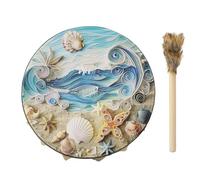 Tambor Chamán - Tambor Chamánico Con Baqueta | Tambor De Marco De Concha De Onda De Mar Hecho A Mano | Herramienta De Curación Con Sonido Chamán | Tambor Chamán Sanador De Sonido Para Decoración