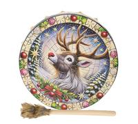 Tambor chamán, tambor de mano chamán,Tambor sanador de sonido navideño - Instrumento Chamánico para Música Espiritual, Meditación de Reflexión, Decoración del Hogar