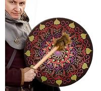 Tambor chamán, tambor de mano de 25 cm, decoración hecha a mano, tambor de luna de alquimia, tambor chamánico instrumental, tambor chamán para música espiritual