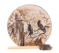 Tambor Chamánico - Instrumento De Música Espiritual Con Patrón De Anciano, Percusión De Madera Ritual Siberiana | Decoración Tradicional De Ritmo Espiritual Para Navidad, Festival De Primavera,