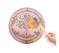 Tambor chamánico - Instrumento de percusión siberiano hecho a mano de 25 cm, tambor decorativo con baquetas, ritual tradicional de chamán para música, meditación, ceremonia, práctica cultural
