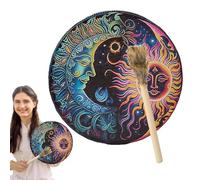 Tambor chamánico - Tambor de cuero de PU americano, percusión, grandes, de madera | Instrumento de meditación de terapia de curación espiritual para prácticas chamánicas