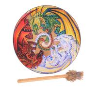 Tambor chamánico, tambor de mano chamánico, tambor siberiano de cuero de PU con baqueta, tambor espiritual de música circular, tambor de madera vintage para sanador de sonido