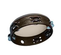 Tambor con cascabeles, instrumento de percusión musical de 4 a 10 pulgadas para culto de iglesia, fiesta, karaoke, canto y actuación (15.24 cm, doble fila)