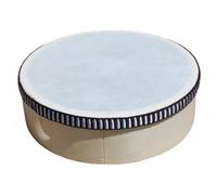 Tambor con marco de madera para jóvenes, tambor de mano de percusión de 5.9 pulgadas, instrumento musical de fácil agarre para educación preescolar, marco blanco con sonido claro, 15 cm de diámetro