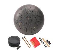 Tambor curativo pequeño portátil Instrumento de percusión Handpans portátil Lengua de acero pequeña de 11 tonos Juguete musical Instrumento de percusión etéreo con baqueta para meditaciones