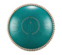 Tambor de acero de 14 pulgadas y 15 notas, con ecualizador, pastilla integrada (conexión directa a altavoces), cara de titanio y fondo de madera maciza, estuche y baquetas.(Green)