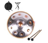 Tambor de acero de 440 Hz, 22 pulgadas, 9/10/12 tonos Handpan Drum en D menor, Instrumento De Percusión para la curación del sonido, meditación personal, yoga, regalo(Gold+Silver,12 Notes)