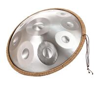 Tambor De Acero De 9/10/12 Notas, Handpan, Handpan Drum, Tongue Drum, Pandereta De 22 Pulgadas, Instrumento De Percusión Profesional, 440 Hz/432 Hz Hand Pan Con Soporte Para Tambor Handpan(Silver,10 N