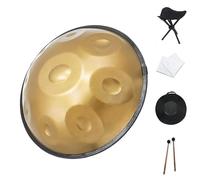 Tambor de Acero de handpan de 432 Hz, percusión de Tambor de handpan Dorado, Notas de 9/10/12/14, Gold Performer de 22 Pulgadas en re Menor con Estuche Blando para handpan (Color : Gold, Size : 9Not