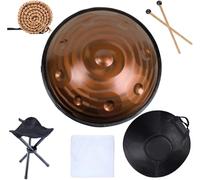 Tambor de acero Handpan de 440 Hz, 9 notas de 22 pulgadas en re menor, mazos duraderos y paño sin polvo, 9 notas-D3 A3 Bb3 C4 D4 E4 F4 G4 A4, con soporte para handpan, estuche para handpan,