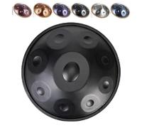 Tambor de Acero Handpan Drum 440Hz 432Hz 9/10/12 Tonos 56cm con Bolsa Suave de Tansporte, Percusión Instrumental Armónica para Sanación con Sonido, Meditación Personal(Negro,440HZ/9Nota)