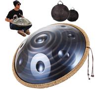 Tambor De Acero, Profesional Handpan Instrument Hand Drum, 10 Notas, 22 Pulgadas, 440 Hz, D Minor, Percusión Armónica, Con Bolsa De Mano, Soporte De Handpan Duradero(Dark,432HZ)