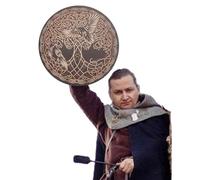 Tambor de árbol de la vida hecho a mano - Tambor de chamán, símbolo de pájaro, tambor siberiano | Tambor hecho a mano con mazo para música espiritual, meditación, ritual, terapia de sonido, decoración