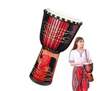 Tambor de bongo para niños, tambor tallado a mano multicolor inspirado en África de 8 pulgadas | Instrumentos musicales de percusión, decoración musical artística para actuaciones