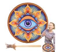 Tambor de chamán de meditación, tambor de madera hecho a mano, instrumento de curación espiritual portátil, tambores de mano artesanales para trabajo de energía, sonido, relajación, ceremonia, ritual