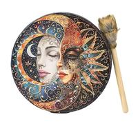 Tambor de chamán egipcio, tambor espiritual de luna, marco de faraón, ceremonial hecho a mano de 10 pulgadas con , mano ritual de la de para curación y meditación con sonido