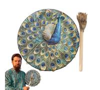 Tambor de chamán hecho a mano: instrumento siberiano de 9.8 pulgadas, diseño de aves | Tambor espiritual para meditación, rituales chamánicos, curación, atención plena, ejercicio musical