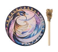 Tambor de chamán hecho a mano, instrumentos espirituales con estampado de pájaros, innovador tambor de meditación para amantes de la música