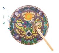 Tambor de chamán para adultos, 9 pulgadas, hecho a mano, diseño de cabeza de ciervo, instrumento de sanador sonoro | Música fantasma siberiana, meditación, ceremonia de reflexión, yoga, estudio en