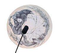 Tambor de Chamán, Patrón de Cuervo de 10 Pulgadas, Tambor de Chamán Hecho a Mano con Baqueta, Tambor de Luna de Alquimia Chamán Instrumental, Tambor de Chamán Sanador de Sonido para Música(#1)