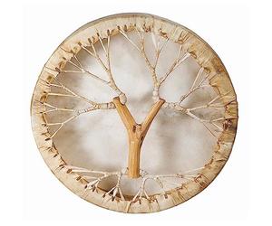 Tambor de chamán, piel de cabra de 40 cm de diámetro con asa de marco estilo árbol en mysevendo set, piel redonda de cabra de tambor chamán, incluye palo