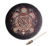 Tambor de chamán | Tambor de luna de alquimia de chamán instrumental de madera | Tambor de mano ceremonial chamánico con baqueta | Tambor de mano chamánico para música espiritual, reflexión y medita