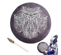 Tambor de chamán | Tambor de luna de alquimia de chamán instrumental de madera | Tambor de mano ceremonial chamánico con baqueta | Tambor de mano chamánico para música espiritual, reflexión y medita
