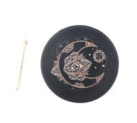 Tambor de Chamán, Tambor de Mano con Diseño de Decoración de árbol de la Vida de 10 Pulgadas con Baqueta, Tambor de Luna Instrumental, Sanador de Sonido para Música Espiritual, Reflexión(Negro)