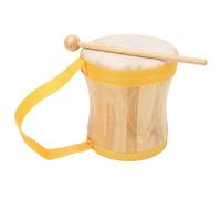 Tambor de Conga, Correa de Transporte, Rodillo de Madera, Amplia Aplicación, Tambor de Mano Compacto y Resistente Al Desgaste con Palo para Actuaciones (YELLOW)